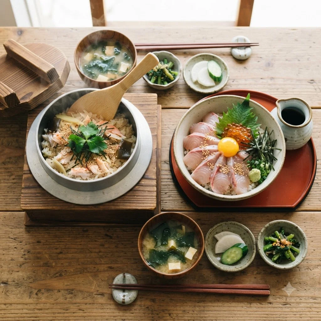 마쓰야마 미식의 꽃, 두 가지 스타일의 도미밥 비교