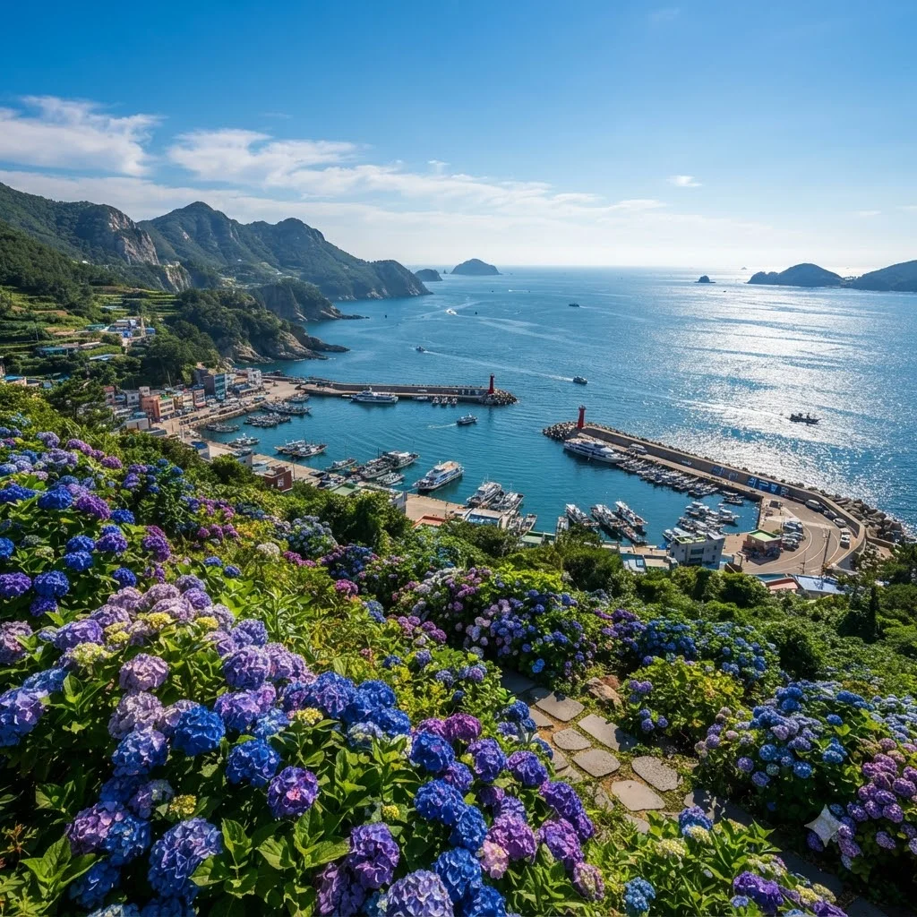 바다와 수국의 환상적인 만남, 저구항으로 떠나요
