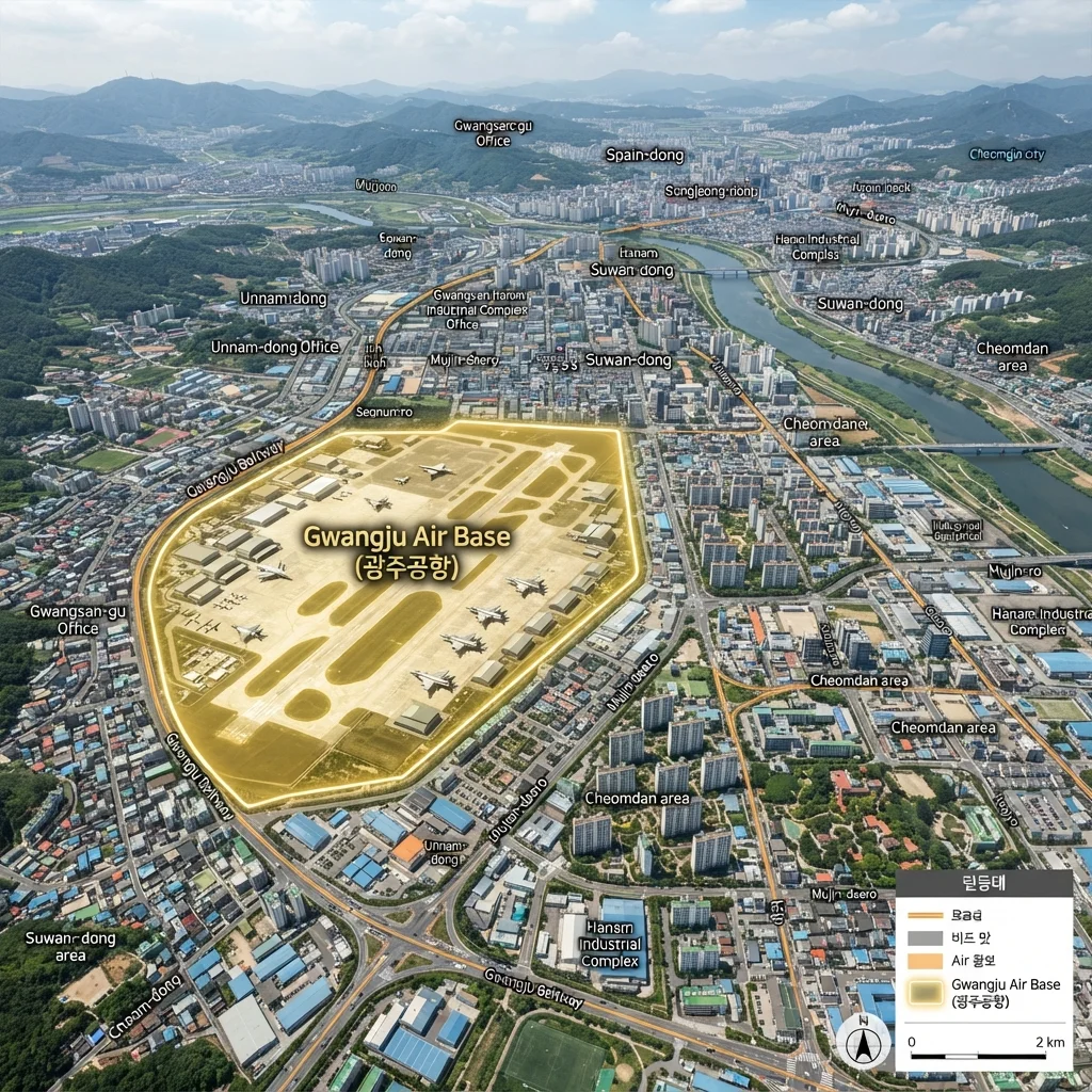 정확한 광주 군공항 위치와 부지 규모 파악하기