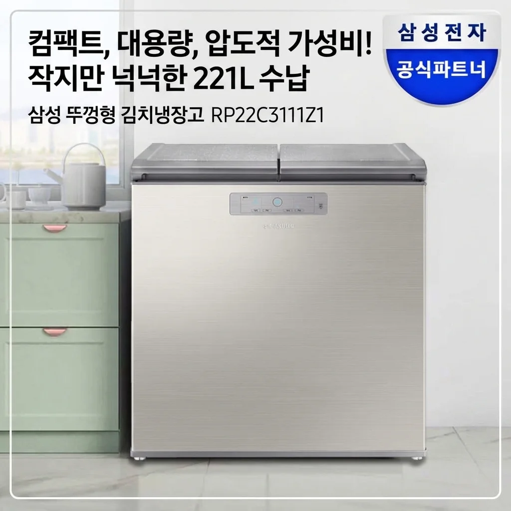삼성 뚜껑형 김치냉장고 RP22C3111Z1, 221L 소형인데 수납력 미쳤네요? 가성비 끝판왕 결론!