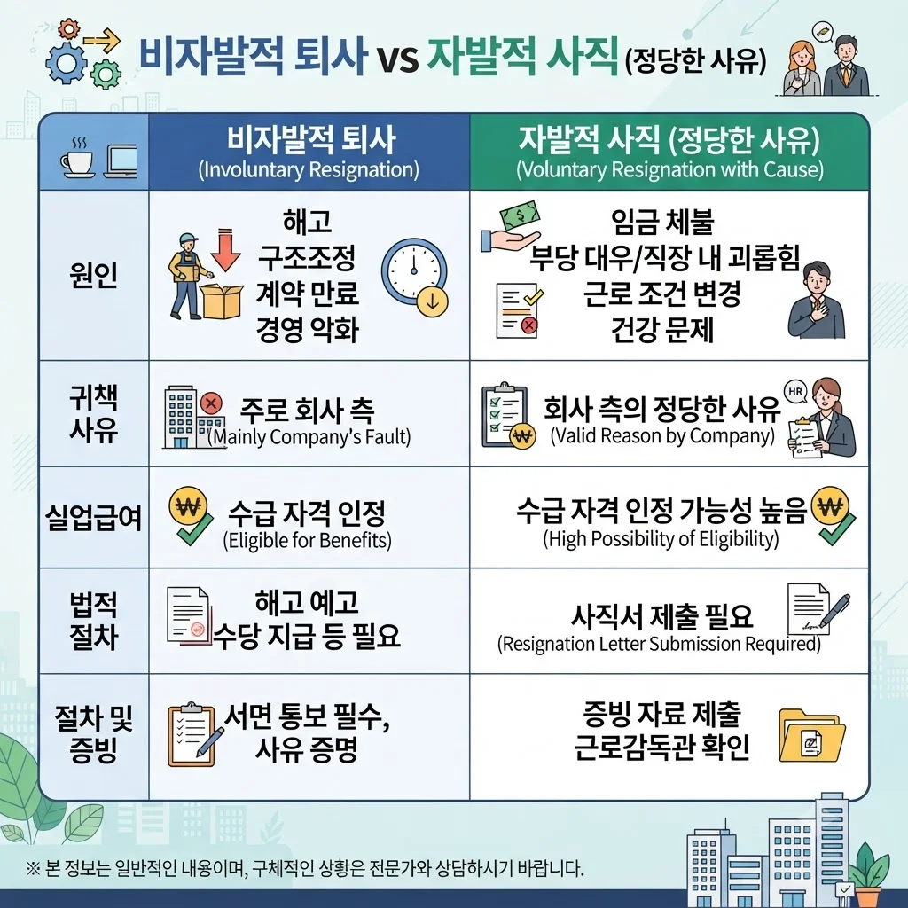 한눈에 보는 실업급여 수급 조건 비교