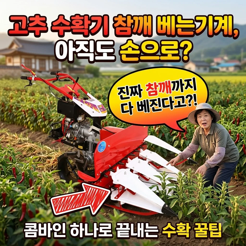 고추 수확기 참깨 베는기계, 아직도 손으로? 콤바인 하나로 끝내는 수확 꿀팁