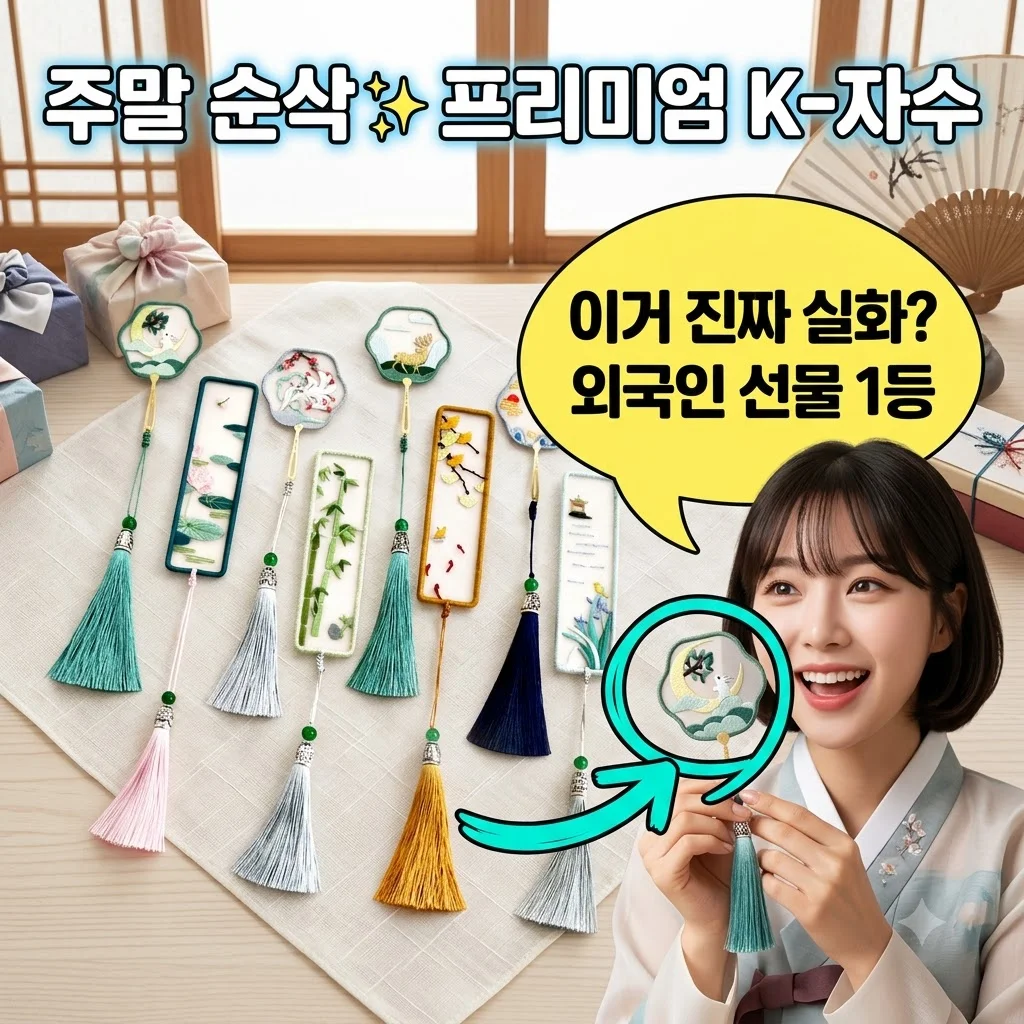 주말 취미 만들기 자수DIY 전통문양 책갈피 카니오더, 외국인 선물로 이만한 게 없다고?