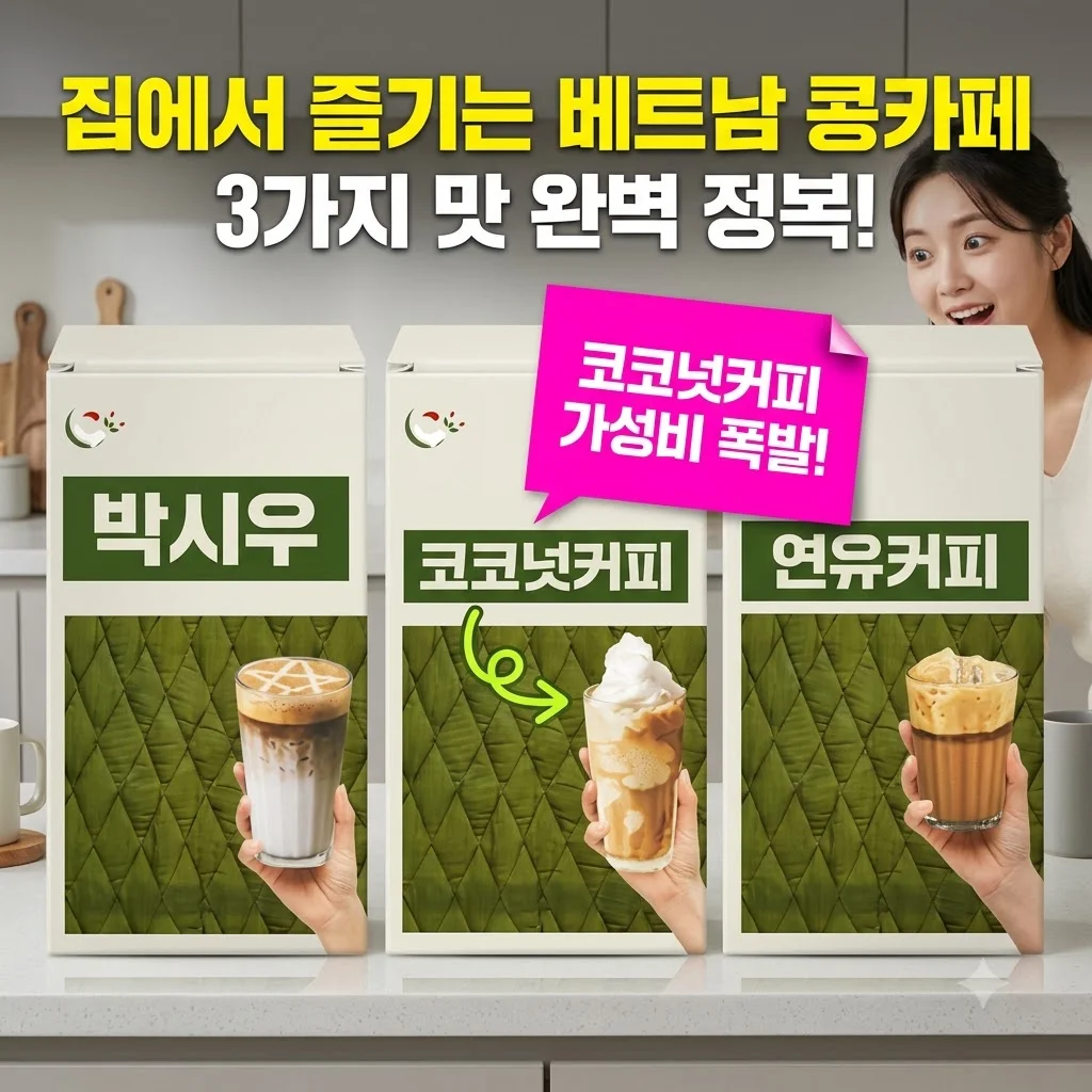 베트남 콩카페 3가지 맛 콤보, 집에서 즐기는 코코넛커피의 반전 가성비